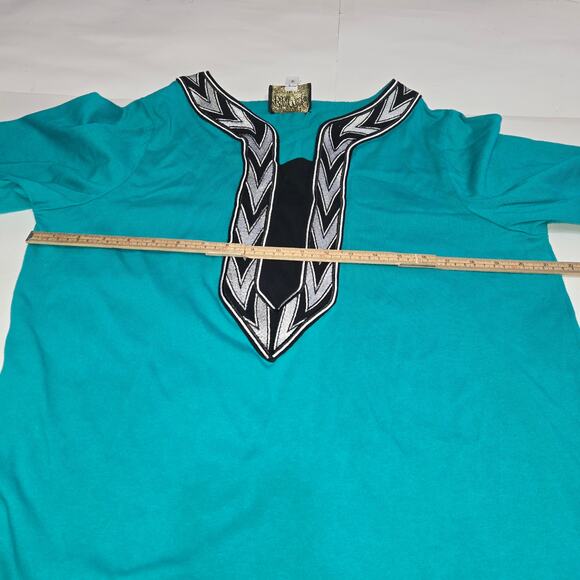 Bob Macke Womens L Wearable Art Tunic Top Embroidered Chevron Boho Casual Chic - Picture 6 of 9